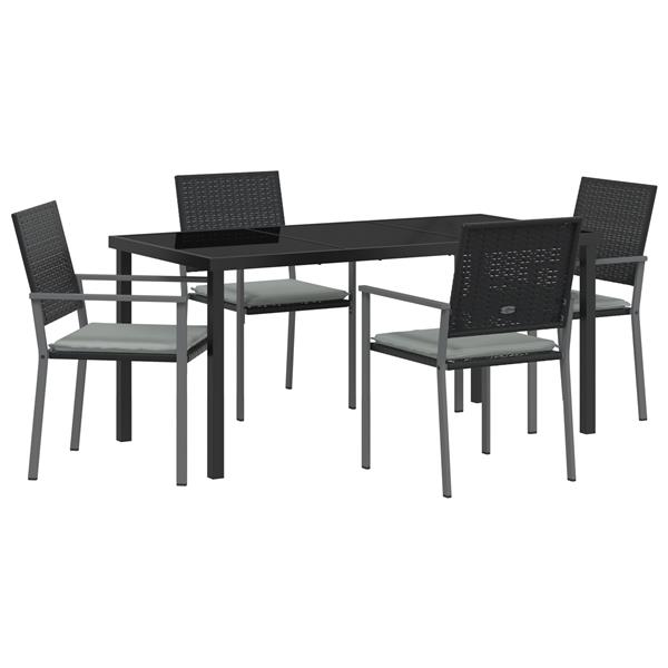 Grote foto vidaxl tuin eetset 5 pcs zwart poly riet tuin en terras tuinmeubelen