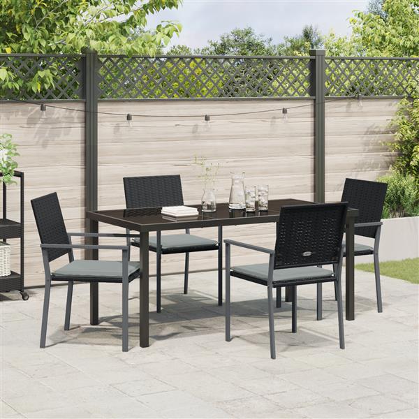 Grote foto vidaxl tuin eetset 5 pcs zwart poly riet tuin en terras tuinmeubelen