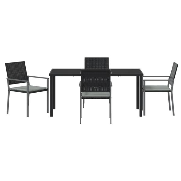 Grote foto vidaxl tuin eetset 5 pcs zwart poly riet tuin en terras tuinmeubelen