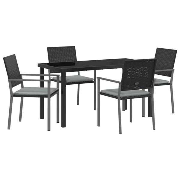 Grote foto vidaxl tuin eetset 5 pcs zwart poly riet tuin en terras tuinmeubelen