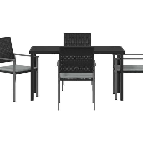Grote foto vidaxl tuin eetset 5 pcs zwart poly riet tuin en terras tuinmeubelen