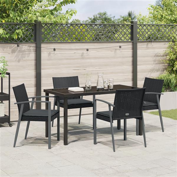 Grote foto vidaxl tuin eetset 5 pcs zwart poly riet tuin en terras tuinmeubelen