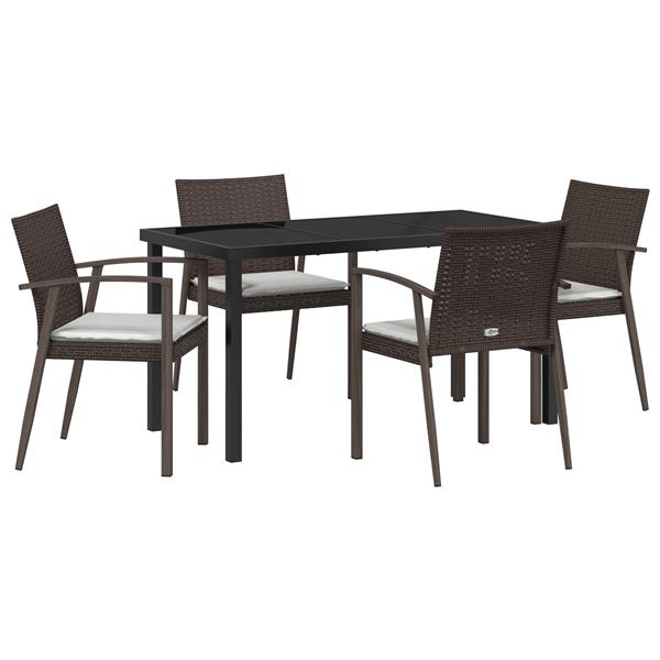 Grote foto vidaxl tuin eetset 5 pcs bruin poly riet tuin en terras tuinmeubelen
