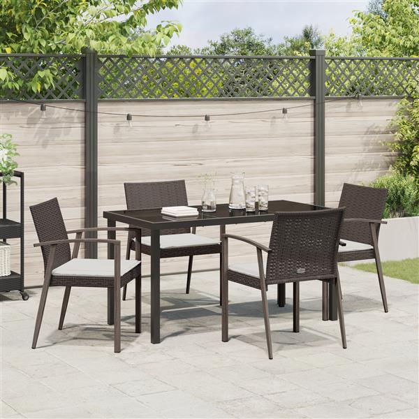 Grote foto vidaxl tuin eetset 5 pcs bruin poly riet tuin en terras tuinmeubelen
