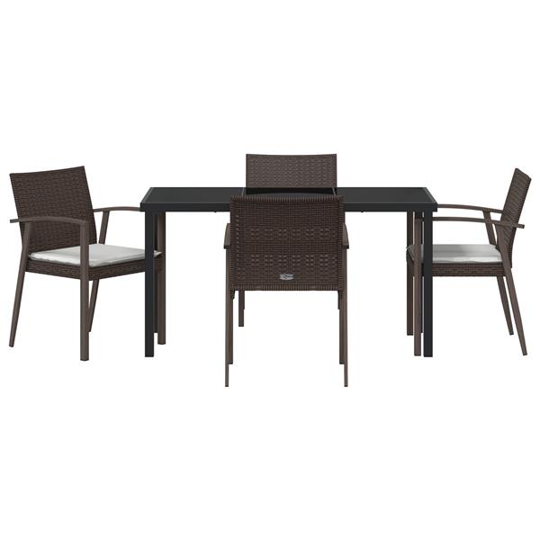 Grote foto vidaxl tuin eetset 5 pcs bruin poly riet tuin en terras tuinmeubelen