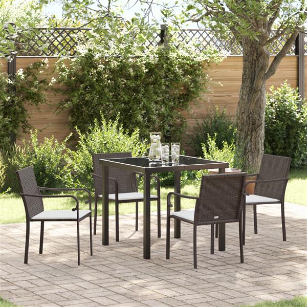 Grote foto vidaxl tuin eetset 5 pcs bruin poly riet tuin en terras tuinmeubelen