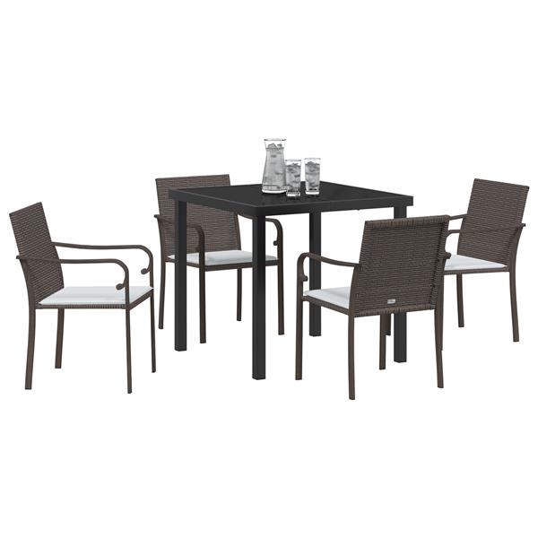 Grote foto vidaxl tuin eetset 5 pcs bruin poly riet tuin en terras tuinmeubelen