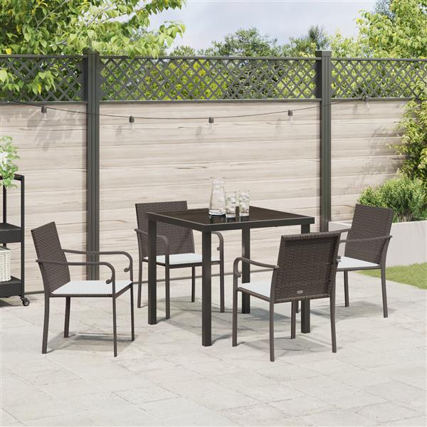 Grote foto vidaxl tuin eetset 5 pcs bruin poly riet tuin en terras tuinmeubelen