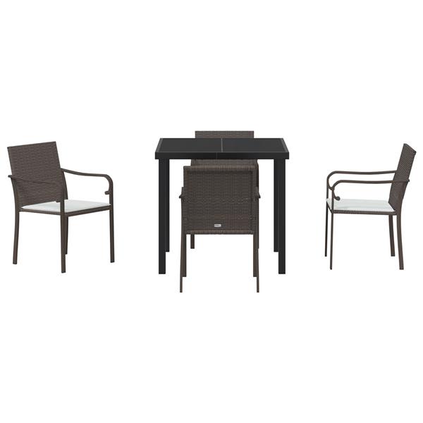 Grote foto vidaxl tuin eetset 5 pcs bruin poly riet tuin en terras tuinmeubelen