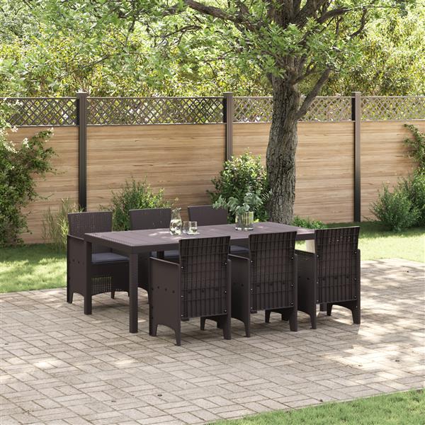 Grote foto vidaxl tuin eetset 7 pcs bruin polt riet tuin en terras tuinmeubelen