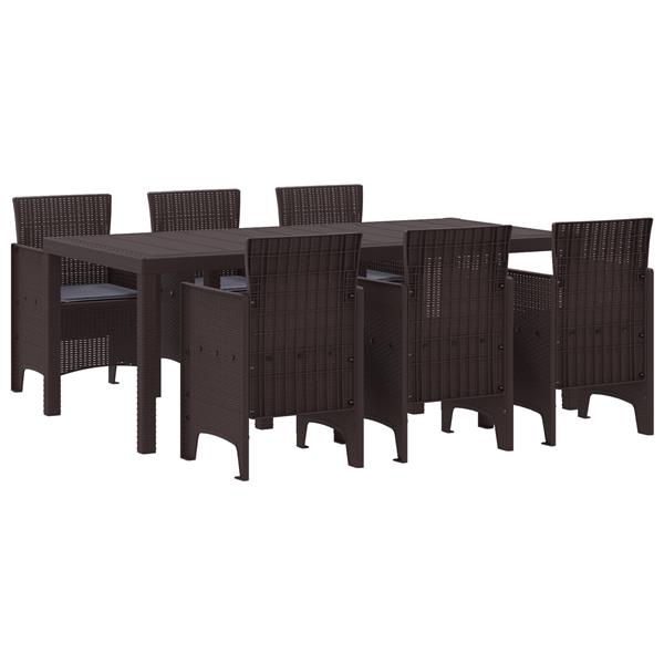 Grote foto vidaxl tuin eetset 7 pcs bruin polt riet tuin en terras tuinmeubelen
