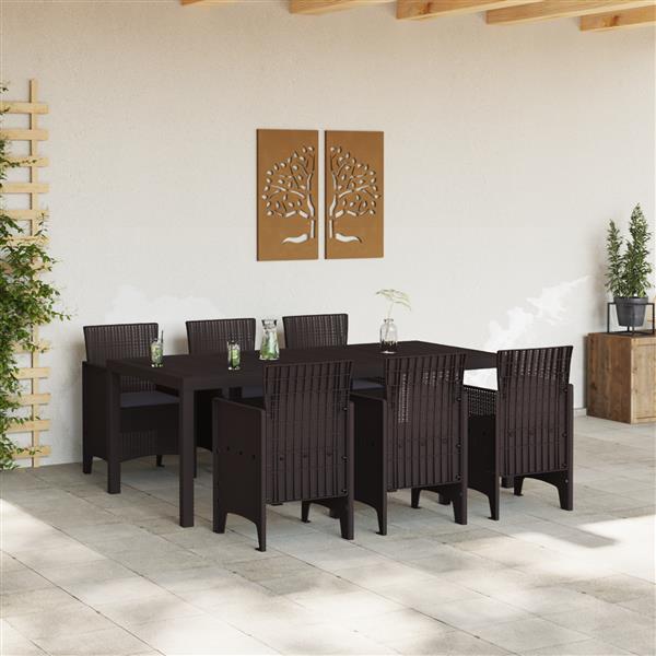 Grote foto vidaxl tuin eetset 7 pcs bruin polt riet tuin en terras tuinmeubelen