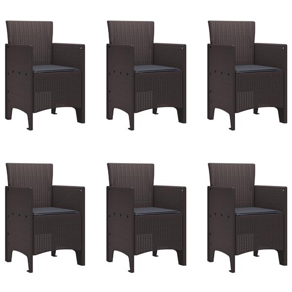 Grote foto vidaxl tuin eetset 7 pcs bruin polt riet tuin en terras tuinmeubelen