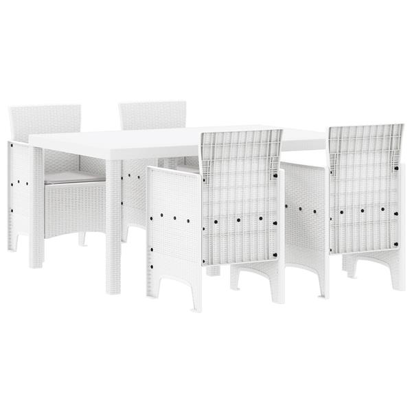 Grote foto vidaxl tuin eetset 5 pcs wit polt riet tuin en terras tuinmeubelen