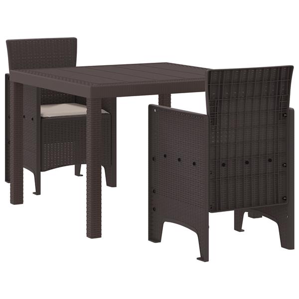Grote foto vidaxl tuin eetset 3 pcs bruin polt riet tuin en terras tuinmeubelen