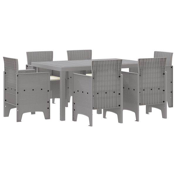 Grote foto vidaxl tuin eetset 7 pcs lichtgrijs polt riet tuin en terras tuinmeubelen