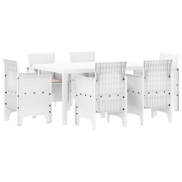Grote foto vidaxl tuin eetset 7 pcs wit polt riet tuin en terras tuinmeubelen