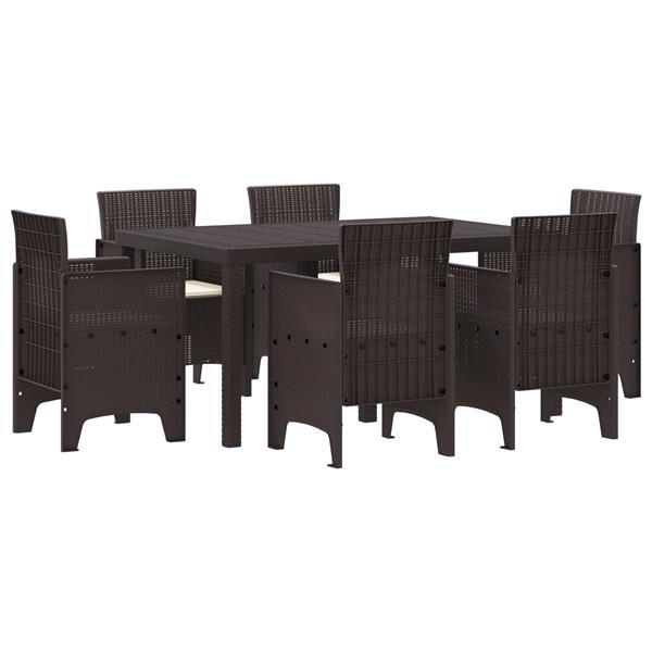 Grote foto vidaxl tuin eetset 7 pcs bruin polt riet tuin en terras tuinmeubelen