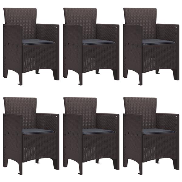 Grote foto vidaxl tuin eetset 7 pcs bruin polt riet tuin en terras tuinmeubelen