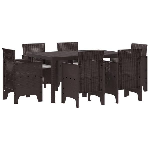 Grote foto vidaxl tuin eetset 7 pcs bruin polt riet tuin en terras tuinmeubelen