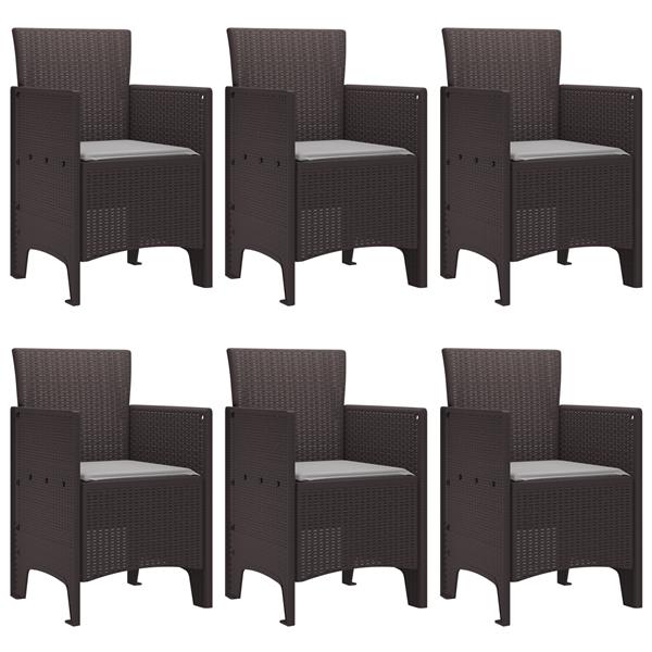 Grote foto vidaxl tuin eetset 7 pcs bruin polt riet tuin en terras tuinmeubelen