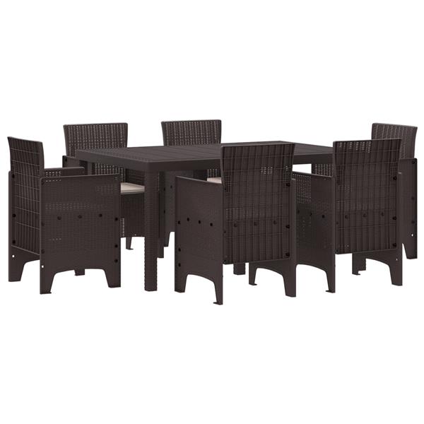 Grote foto vidaxl tuin eetset 7 pcs bruin polt riet tuin en terras tuinmeubelen