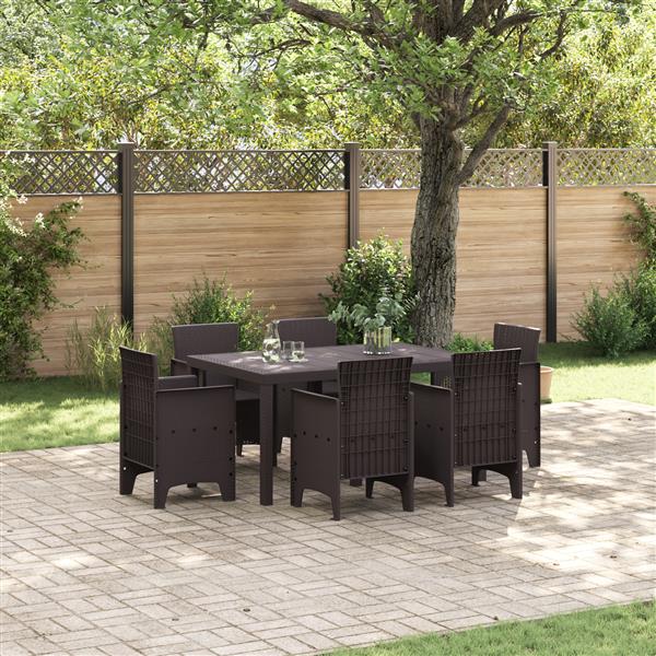 Grote foto vidaxl tuin eetset 7 pcs bruin polt riet tuin en terras tuinmeubelen