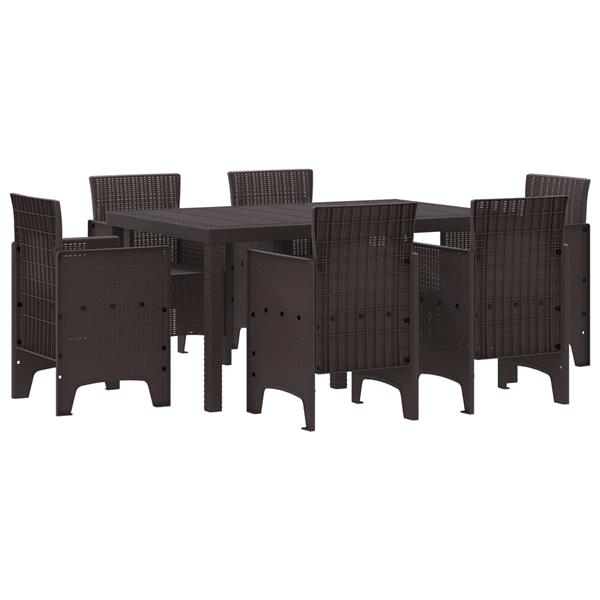 Grote foto vidaxl tuin eetset 7 pcs bruin polt riet tuin en terras tuinmeubelen