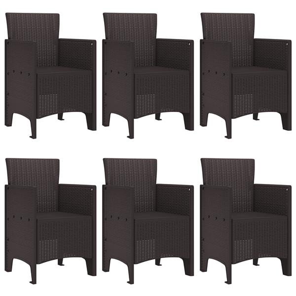 Grote foto vidaxl tuin eetset 7 pcs bruin polt riet tuin en terras tuinmeubelen