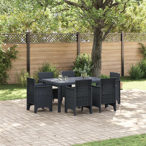 Grote foto vidaxl tuin eetset 7 pcs antraciet polt riet tuin en terras tuinmeubelen