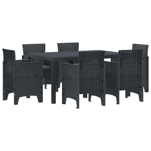 Grote foto vidaxl tuin eetset 7 pcs antraciet polt riet tuin en terras tuinmeubelen