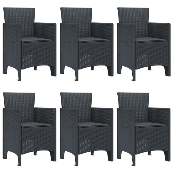 Grote foto vidaxl tuin eetset 7 pcs antraciet polt riet tuin en terras tuinmeubelen