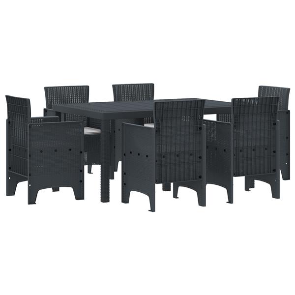 Grote foto vidaxl tuin eetset 7 pcs antraciet polt riet tuin en terras tuinmeubelen