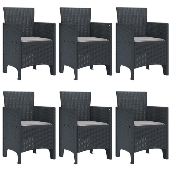 Grote foto vidaxl tuin eetset 7 pcs antraciet polt riet tuin en terras tuinmeubelen