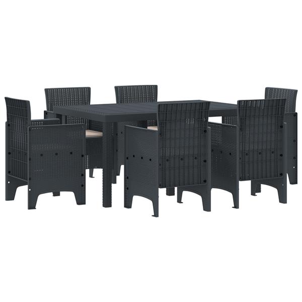 Grote foto vidaxl tuin eetset 7 pcs antraciet polt riet tuin en terras tuinmeubelen