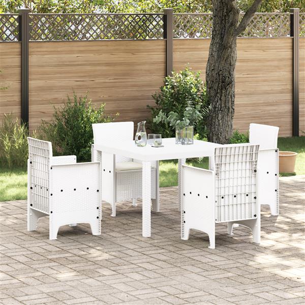 Grote foto vidaxl tuin eetset 5 pcs wit polt riet tuin en terras tuinmeubelen