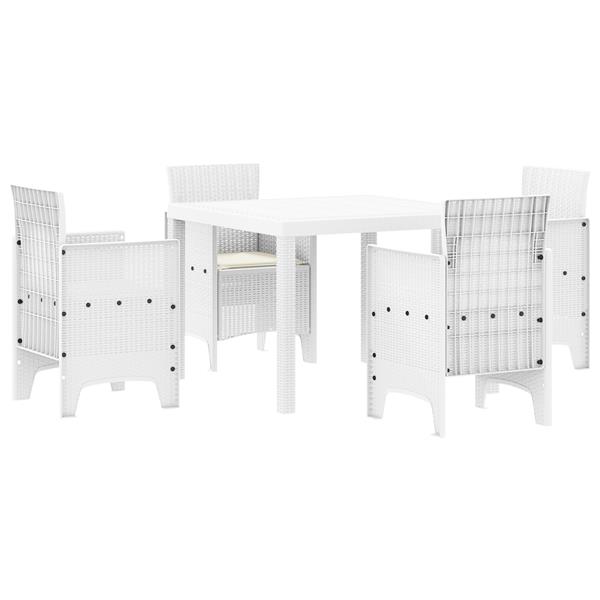 Grote foto vidaxl tuin eetset 5 pcs wit polt riet tuin en terras tuinmeubelen
