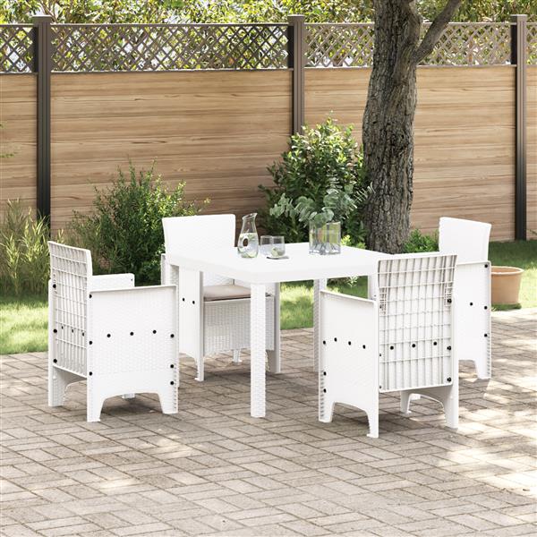 Grote foto vidaxl tuin eetset 5 pcs wit polt riet tuin en terras tuinmeubelen