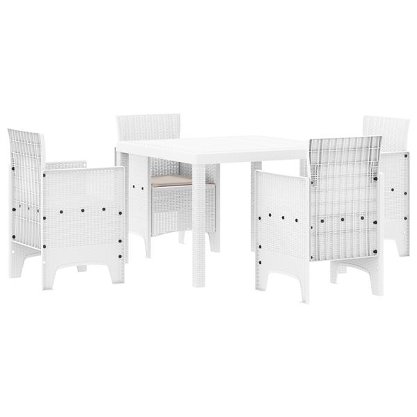 Grote foto vidaxl tuin eetset 5 pcs wit polt riet tuin en terras tuinmeubelen
