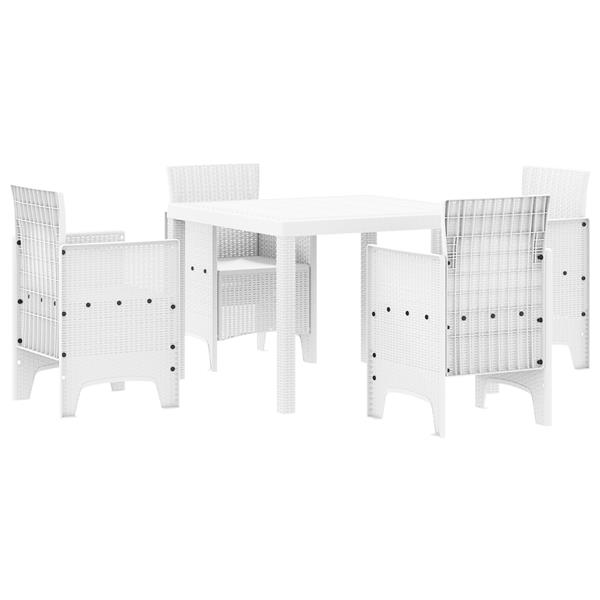 Grote foto vidaxl tuin eetset 5 pcs wit polt riet tuin en terras tuinmeubelen