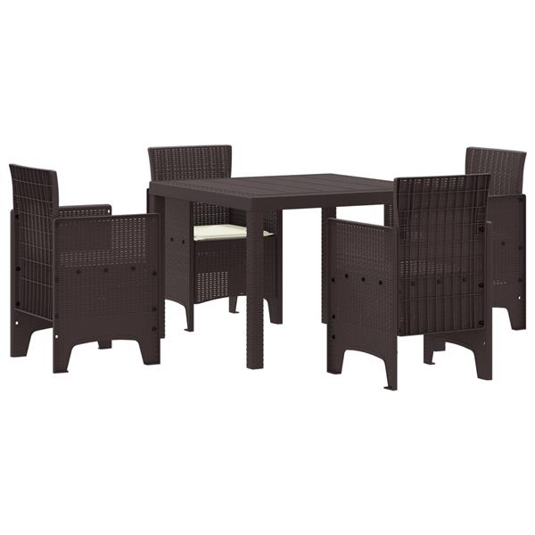 Grote foto vidaxl tuin eetset 5 pcs bruin polt riet tuin en terras tuinmeubelen