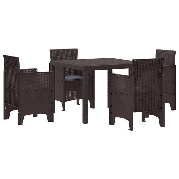 Grote foto vidaxl tuin eetset 5 pcs bruin polt riet tuin en terras tuinmeubelen