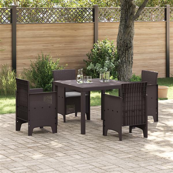 Grote foto vidaxl tuin eetset 5 pcs bruin polt riet tuin en terras tuinmeubelen