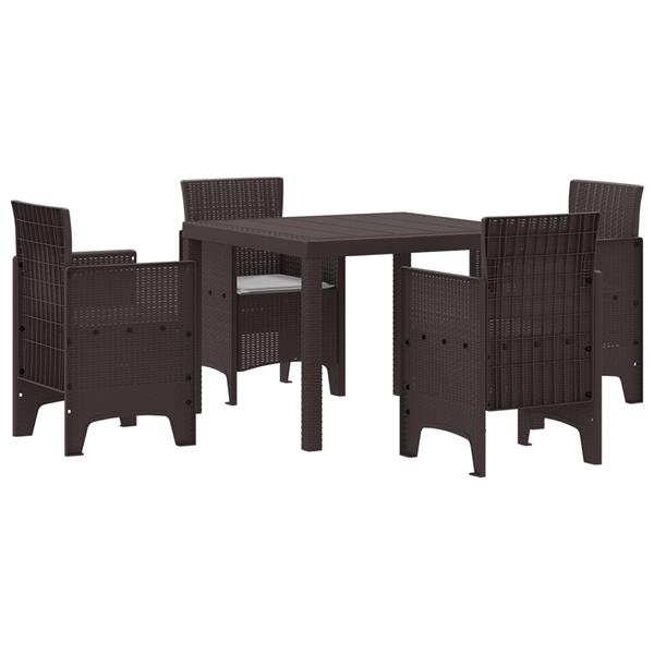Grote foto vidaxl tuin eetset 5 pcs bruin polt riet tuin en terras tuinmeubelen