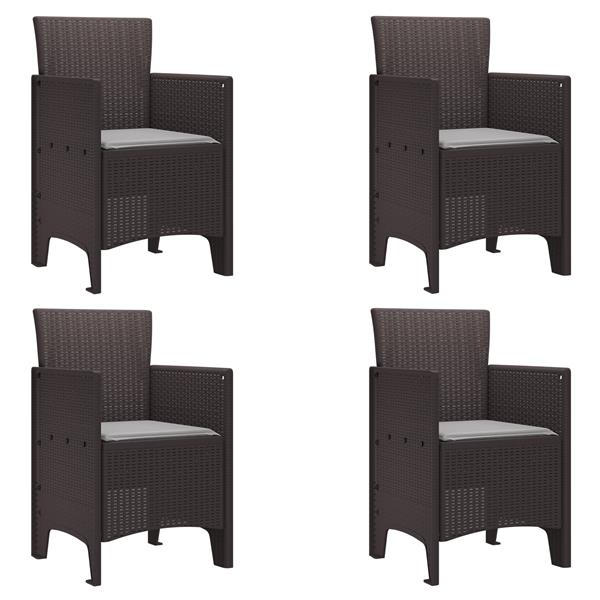 Grote foto vidaxl tuin eetset 5 pcs bruin polt riet tuin en terras tuinmeubelen