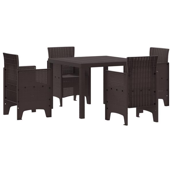 Grote foto vidaxl tuin eetset 5 pcs bruin polt riet tuin en terras tuinmeubelen