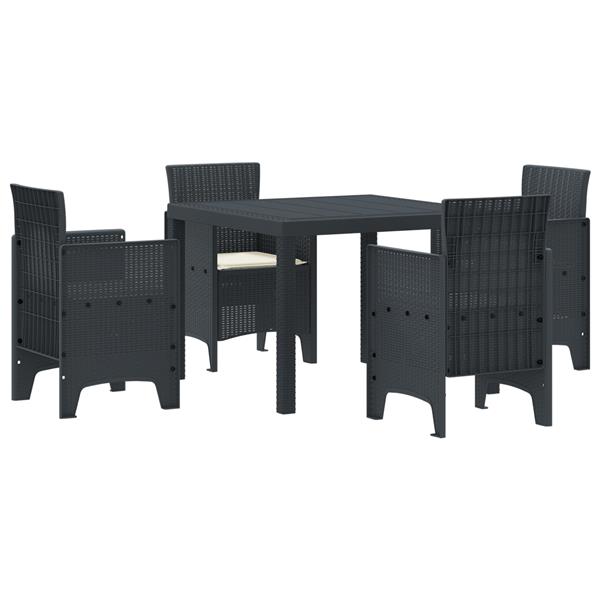 Grote foto vidaxl tuin eetset 5 pcs antraciet polt riet tuin en terras tuinmeubelen