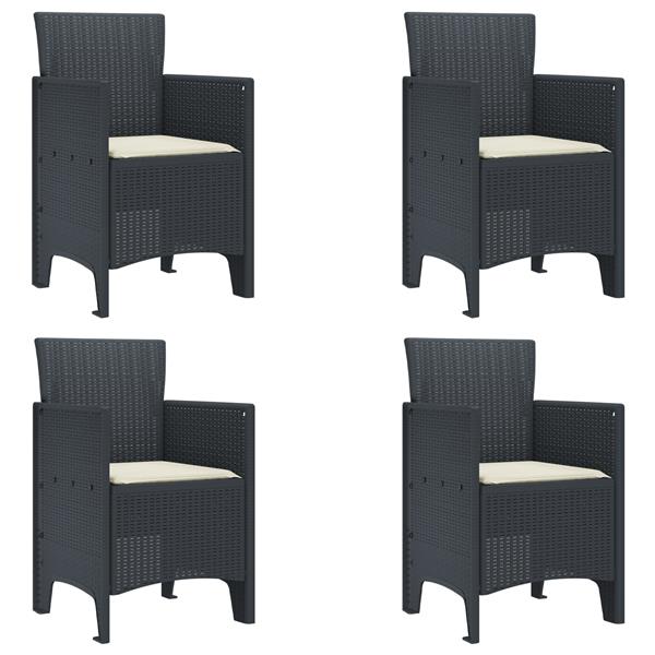 Grote foto vidaxl tuin eetset 5 pcs antraciet polt riet tuin en terras tuinmeubelen