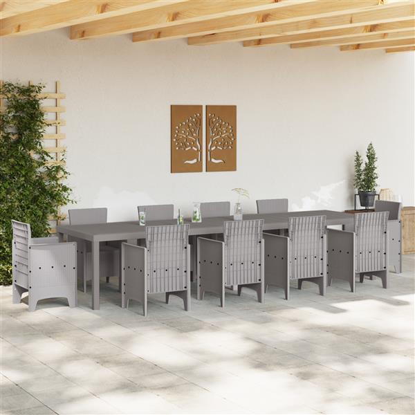 Grote foto vidaxl tuinstafel lichtgrijs 350 x 100 x 73 cm poly rattan tuin en terras tuinmeubelen