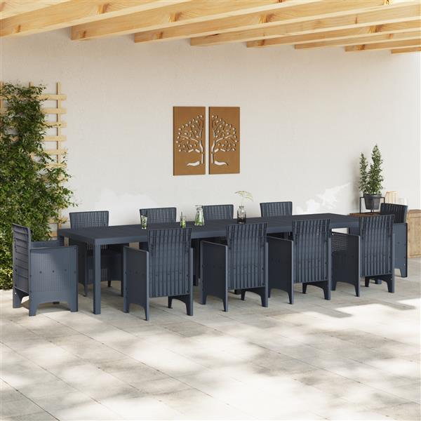 Grote foto vidaxl tuinstafel antraciet 350 x 100 x 73 cm poly rattan tuin en terras tuinmeubelen